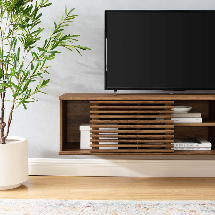 Modway Render 60" Wall-Mount Media Console TV Stand Living Room Furniture in Brown - Side View