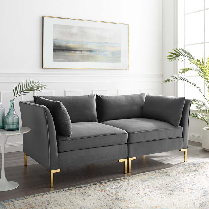 Ardent Performance Velvet Loveseat - detail close-up