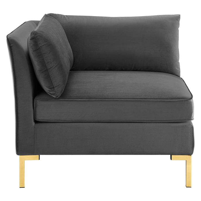 Ardent Performance Velvet Sofa - Glam Deco Style with Stain-Resistant Fabric and Gold Legs