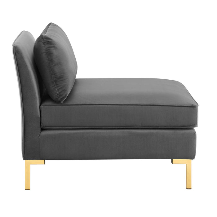 Ardent Performance Velvet Sofa - Glam Deco Style with Stain-Resistant Fabric and Gold Legs