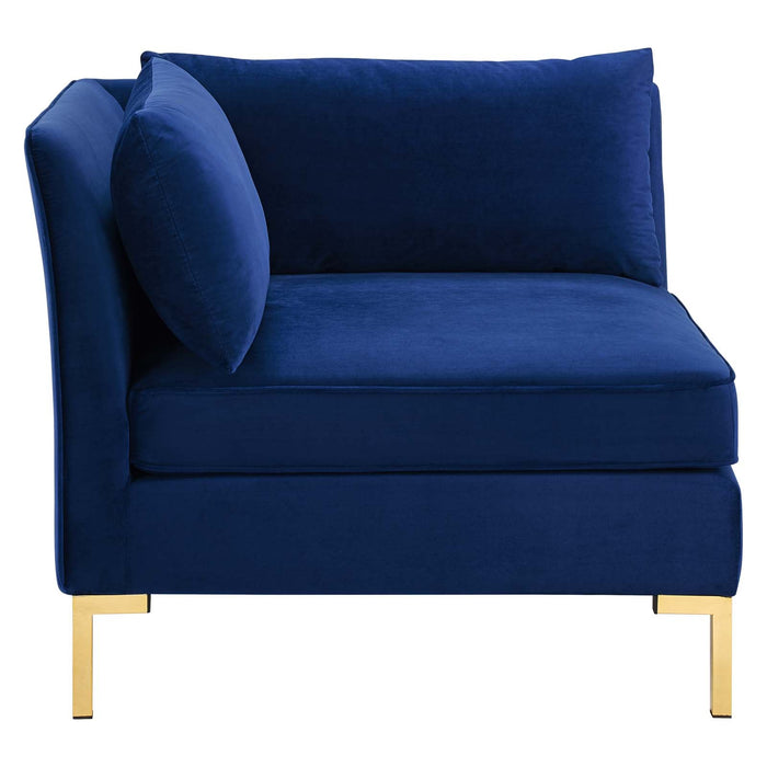Ardent Performance Velvet Sofa - Glam Deco Style with Stain-Resistant Fabric and Gold Legs