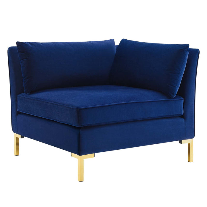 Ardent Performance Velvet Sofa - Glam Deco Style with Stain-Resistant Fabric and Gold Legs