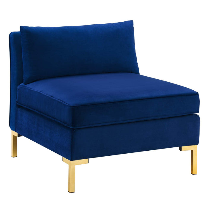 Ardent Performance Velvet Sofa - Glam Deco Style with Stain-Resistant Fabric and Gold Legs
