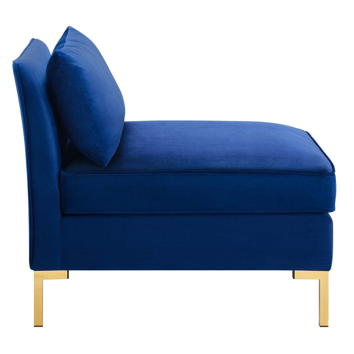 Ardent Performance Velvet Sofa - Glam Deco Style with Stain-Resistant Fabric and Gold Legs