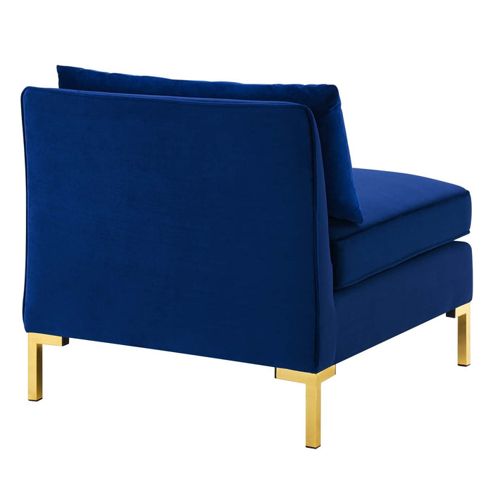 Ardent Performance Velvet Sofa - Glam Deco Style with Stain-Resistant Fabric and Gold Legs