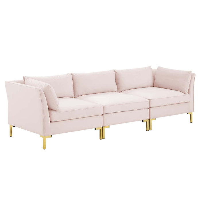 Ardent Performance Velvet Sofa - Glam Deco Style with Stain-Resistant Fabric and Gold Legs