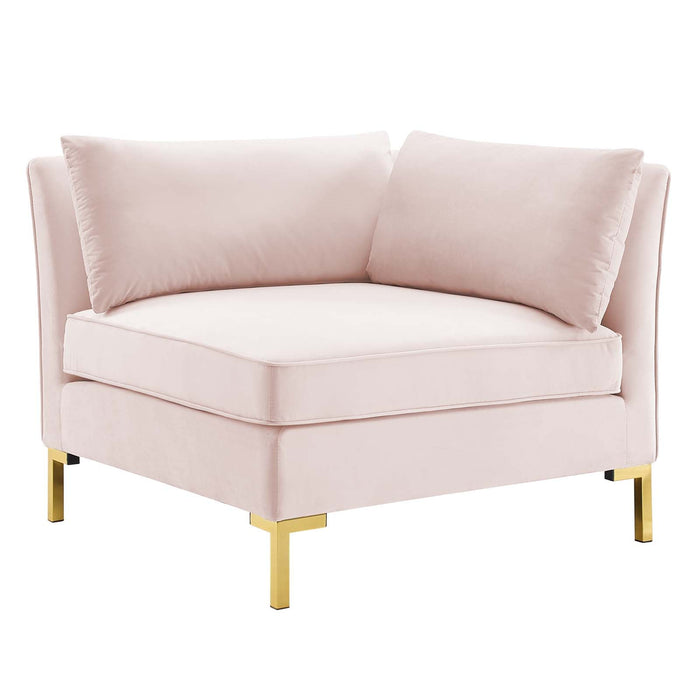 Ardent Performance Velvet Sofa - Glam Deco Style with Stain-Resistant Fabric and Gold Legs
