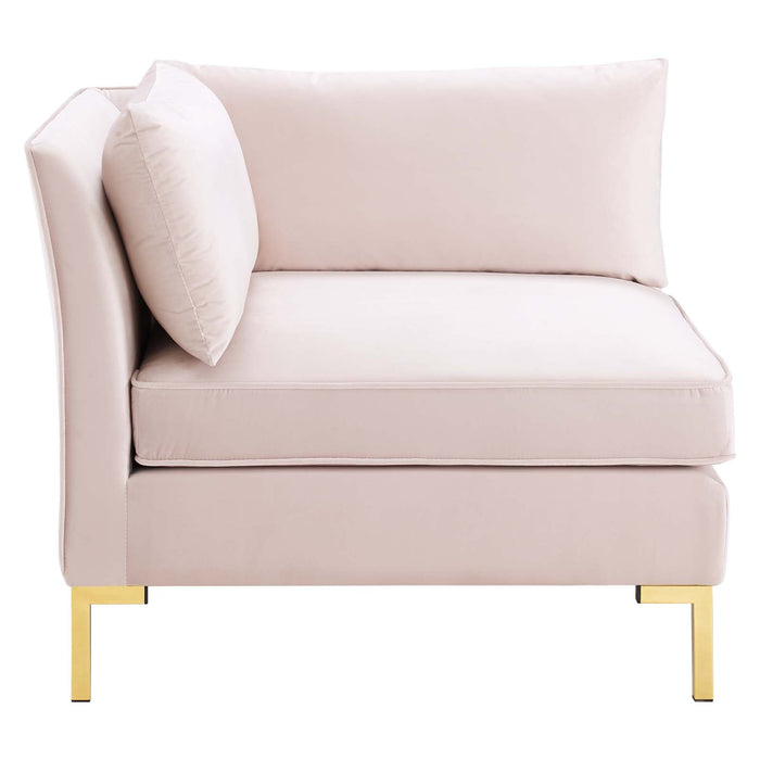 Ardent Performance Velvet Sofa - Glam Deco Style with Stain-Resistant Fabric and Gold Legs