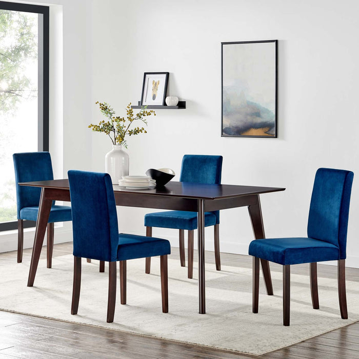 Prosper 5 Piece Upholstered Velvet Dining Set Cappuccino Navy