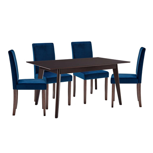 Prosper 5 Piece Upholstered Velvet Dining Set Cappuccino Navy
