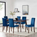 Prosper 7 Piece Upholstered Velvet Dining Set Cappuccino Navy