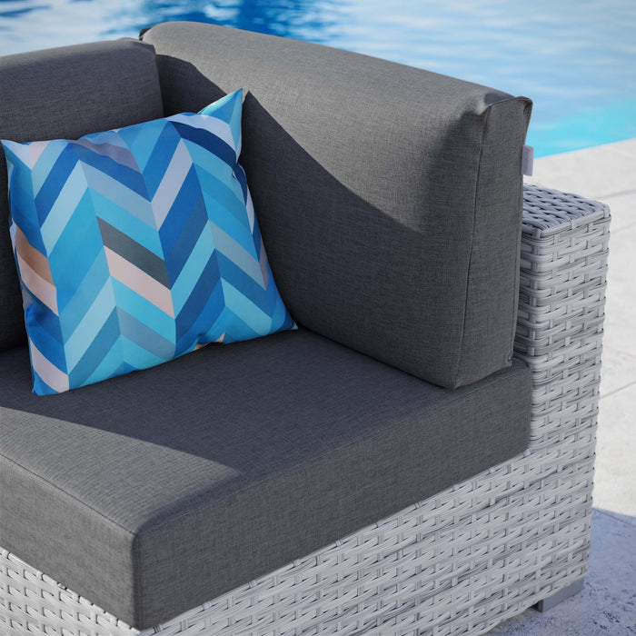 Convene Outdoor Patio Corner Chair - in lifestyle setting