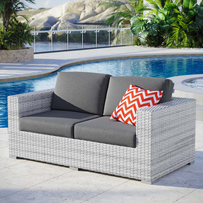 Convene Outdoor Patio Loveseat Light Gray Charcoal