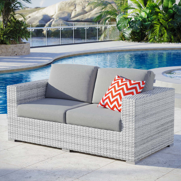 Convene Outdoor Patio Loveseat Light Gray Gray