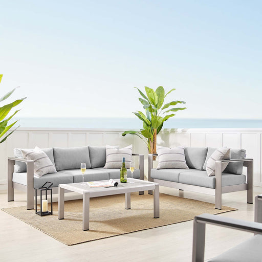 Shore Sunbrella® Fabric Outdoor Patio Aluminum 3 Piece Set by Modway - front view