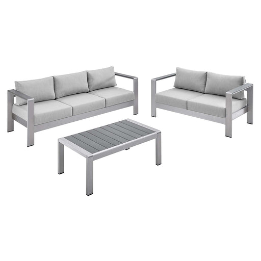 Shore Sunbrella® Fabric Outdoor Patio Aluminum 3 Piece Set by Modway - angle view