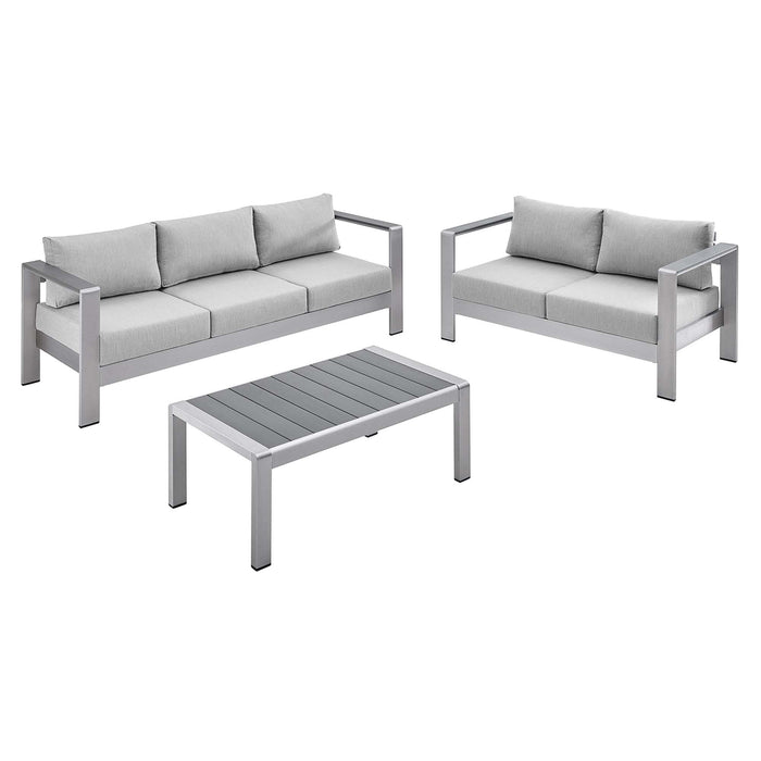 Shore Sunbrella® Fabric Outdoor Patio Aluminum 3 Piece Set by Modway - angle view