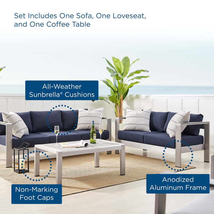 Shore Sunbrella® Fabric Outdoor Patio Aluminum 3 Piece Set by Modway - view 17
