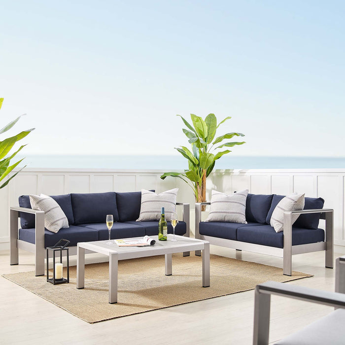 Shore Sunbrella® Fabric Outdoor Patio Aluminum 3 Piece Set by Modway - product label