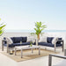 Shore Sunbrella® Fabric Outdoor Patio Aluminum 3 Piece Set by Modway - product label