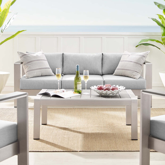 Modway Shore Sunbrella® Fabric Outdoor Patio Aluminum 4 Piece Set in Blue - Detail View
