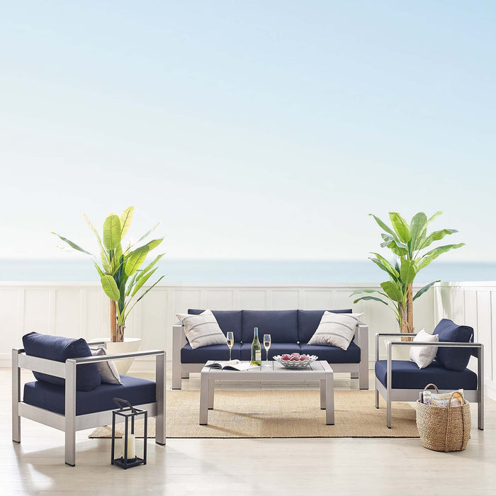 Modway Shore Sunbrella® Fabric Outdoor Patio Aluminum 4 Piece Set - View 15
