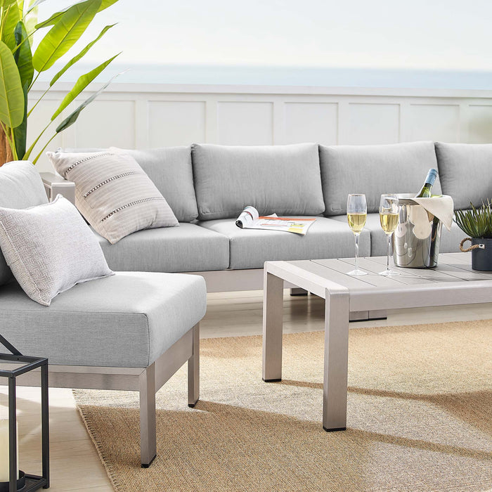 Shore 5 Piece Sunbrella® Fabric Outdoor Patio Aluminum Sectional Sofa Set