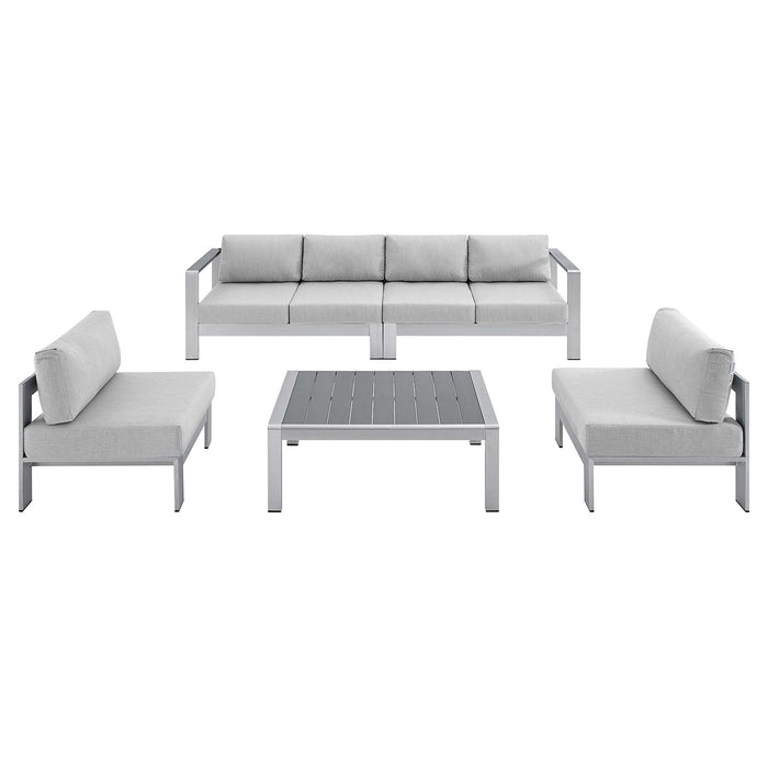 Shore 5 Piece Sunbrella® Fabric Outdoor Patio Aluminum Sectional Sofa Set