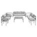 Modway Shore Sunbrella® Fabric Outdoor Patio Aluminum 7 Piece Set in Blue