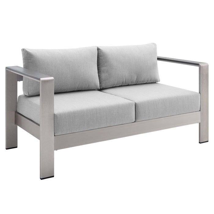 Modway Shore Sunbrella® Fabric Outdoor Patio Aluminum 7 Piece Set - Lifestyle View