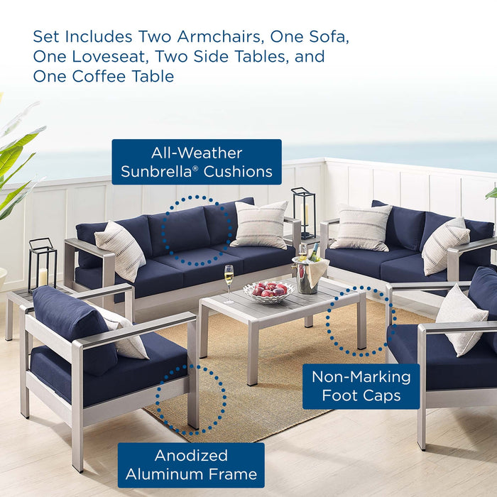 Modway Shore Sunbrella® Fabric Outdoor Patio Aluminum 7 Piece Set - View 19