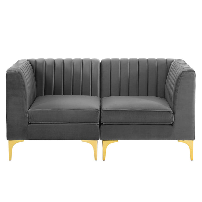 Triumph Channel Tufted Performance Velvet Loveseat - Retro Modern Glam, Stain-Resistant, Luxurious Comfort
