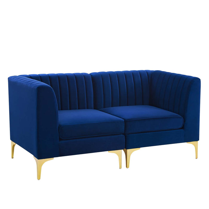 Triumph Channel Tufted Performance Velvet Loveseat - Retro Modern Glam, Stain-Resistant, Luxurious Comfort