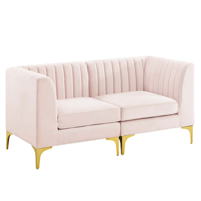 Triumph Channel Tufted Performance Velvet Loveseat - Retro Modern Glam, Stain-Resistant, Luxurious Comfort