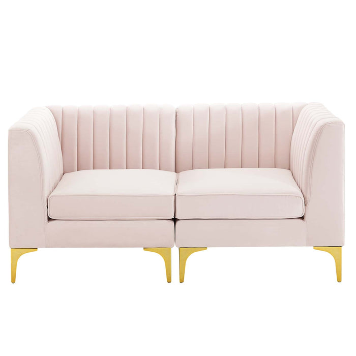 Triumph Channel Tufted Performance Velvet Loveseat - Retro Modern Glam, Stain-Resistant, Luxurious Comfort