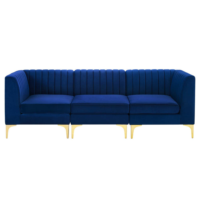 Triumph Channel Tufted Performance Velvet Sofa - Luxe Glam Deco Design for Modern Living Spaces