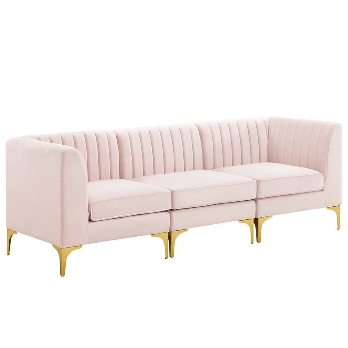 Triumph Channel Tufted Performance Velvet Sofa - Luxe Glam Deco Design for Modern Living Spaces