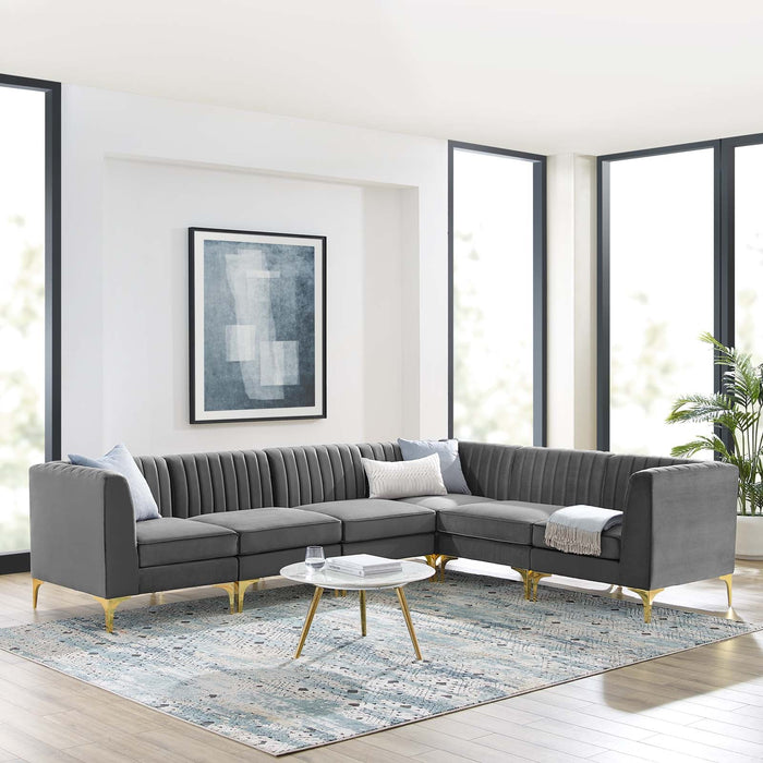 Triumph Channel Tufted Performance Velvet Sectional Sofa - Luxurious Design & Comfort for Any Space