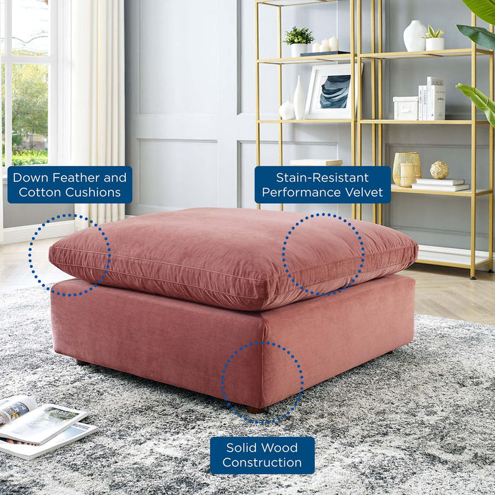 Commix Down Filled Velvet Ottoman - Overstuffed Comfort for Modern Living Rooms & Cozy Spaces