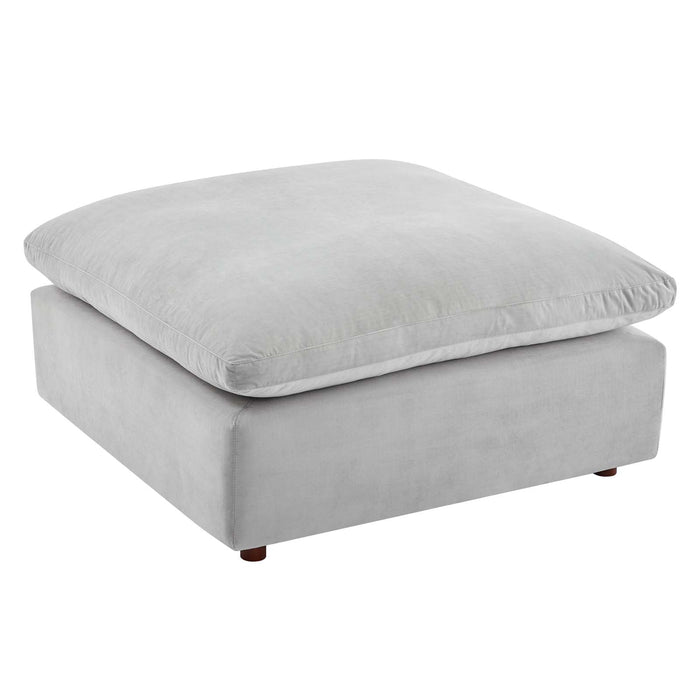 Commix Down Filled Velvet Ottoman - Overstuffed Comfort for Modern Living Rooms & Cozy Spaces