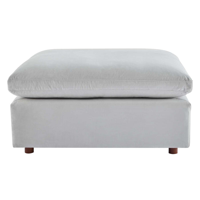 Commix Down Filled Velvet Ottoman - Overstuffed Comfort for Modern Living Rooms & Cozy Spaces