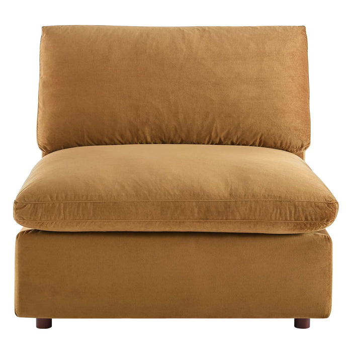 Commix Down Filled Armless Chair - Luxurious Performance Velvet, Spacious Design for Cozy Relaxation