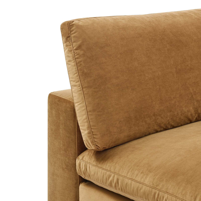 Commix Down Filled Armless Chair - Luxurious Performance Velvet, Spacious Design for Cozy Relaxation