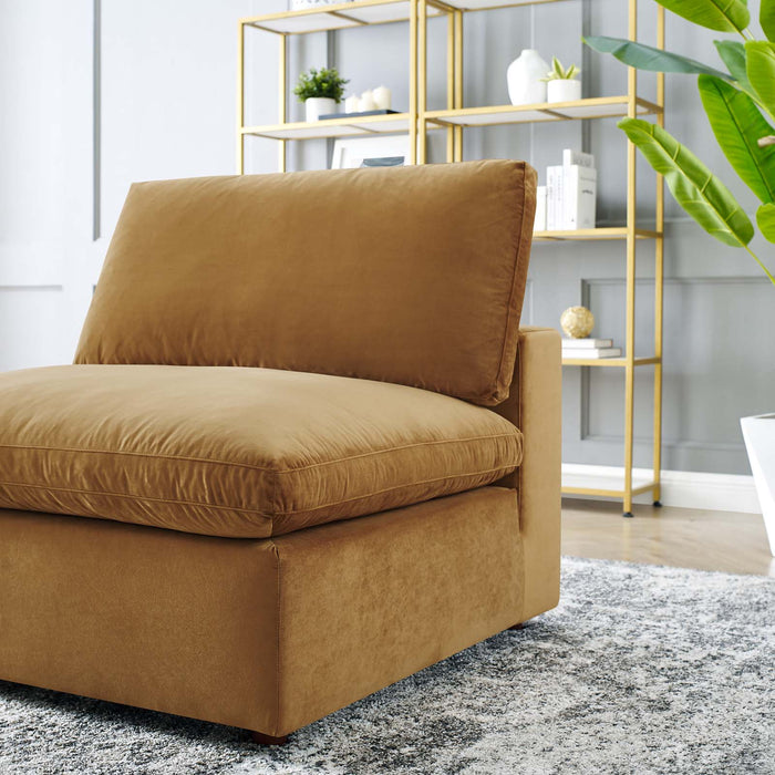 Commix Down Filled Armless Chair - Luxurious Performance Velvet, Spacious Design for Cozy Relaxation