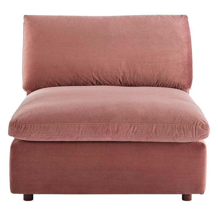 Commix Down Filled Armless Chair - Luxurious Performance Velvet, Spacious Design for Cozy Relaxation