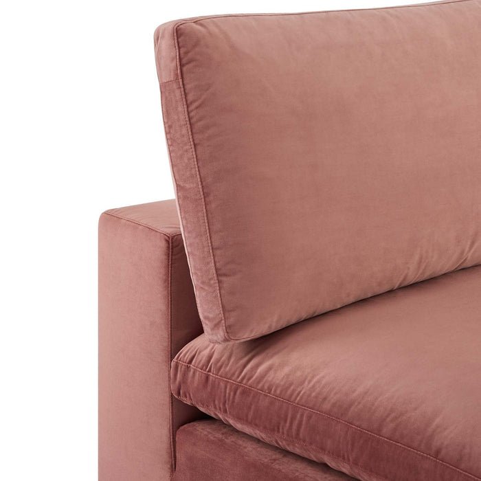 Commix Down Filled Armless Chair - Luxurious Performance Velvet, Spacious Design for Cozy Relaxation