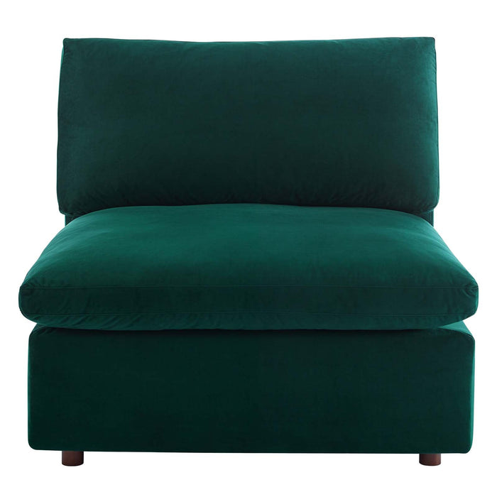 Commix Down Filled Armless Chair - Luxurious Performance Velvet, Spacious Design for Cozy Relaxation