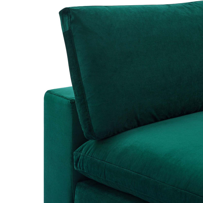 Commix Down Filled Armless Chair - Luxurious Performance Velvet, Spacious Design for Cozy Relaxation