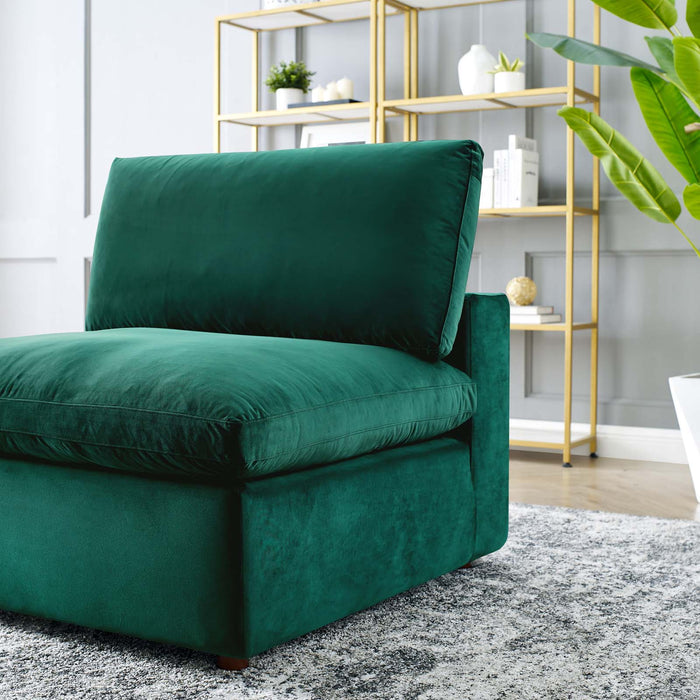 Commix Down Filled Armless Chair - Luxurious Performance Velvet, Spacious Design for Cozy Relaxation