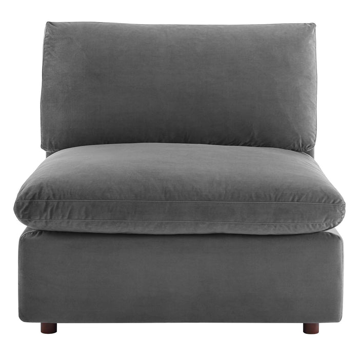 Commix Down Filled Armless Chair - Luxurious Performance Velvet, Spacious Design for Cozy Relaxation